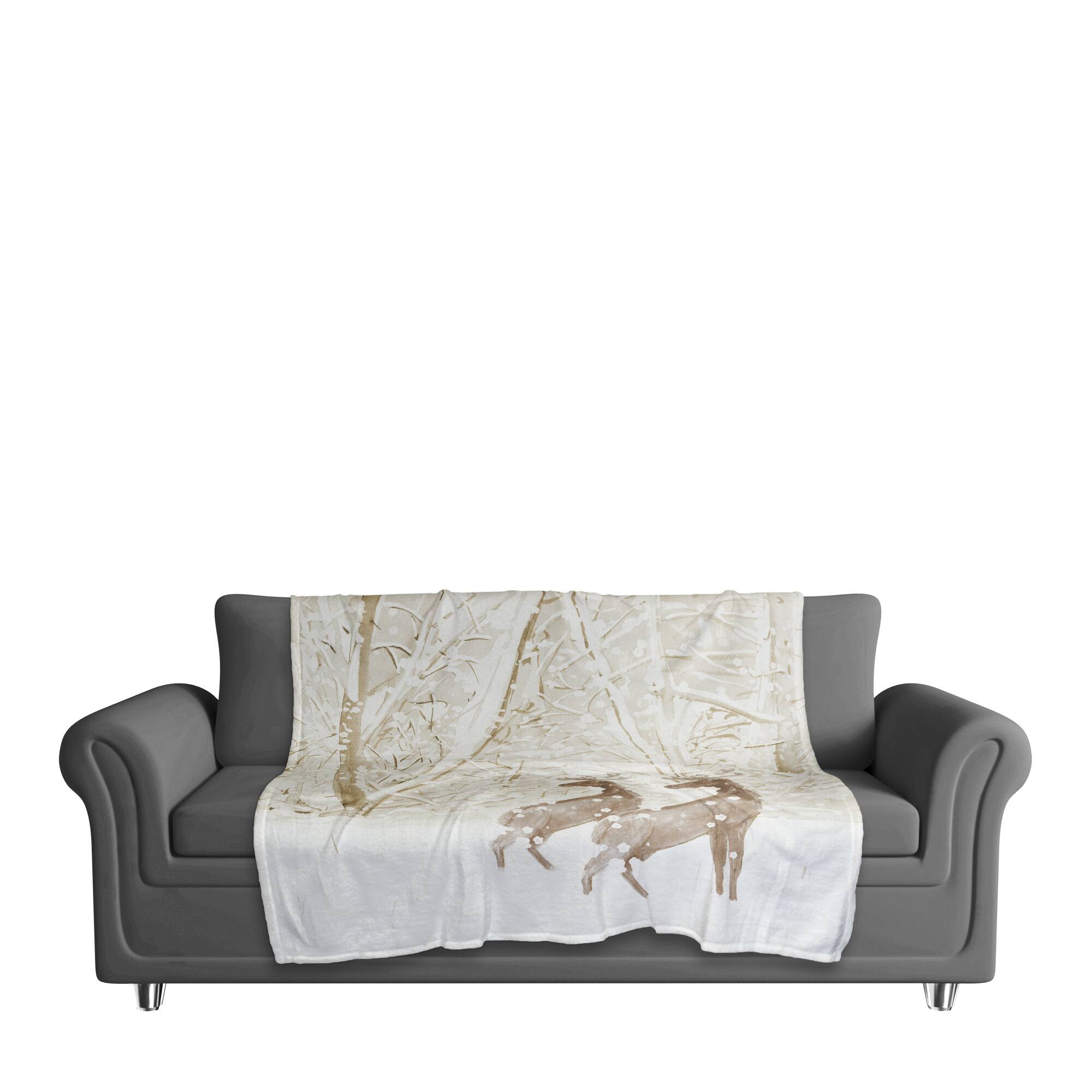 Snowy Woods Deer 50x60 Coral Fleece Blanket
